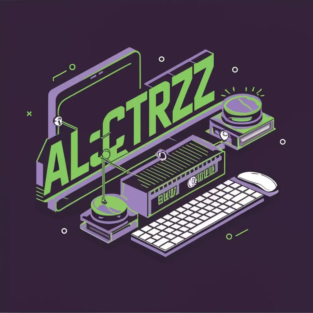 logo, Mouse and Keyboard, Green and Purple color, Ambient, with the text "AlCatrazz", typography, be used in Internet industry