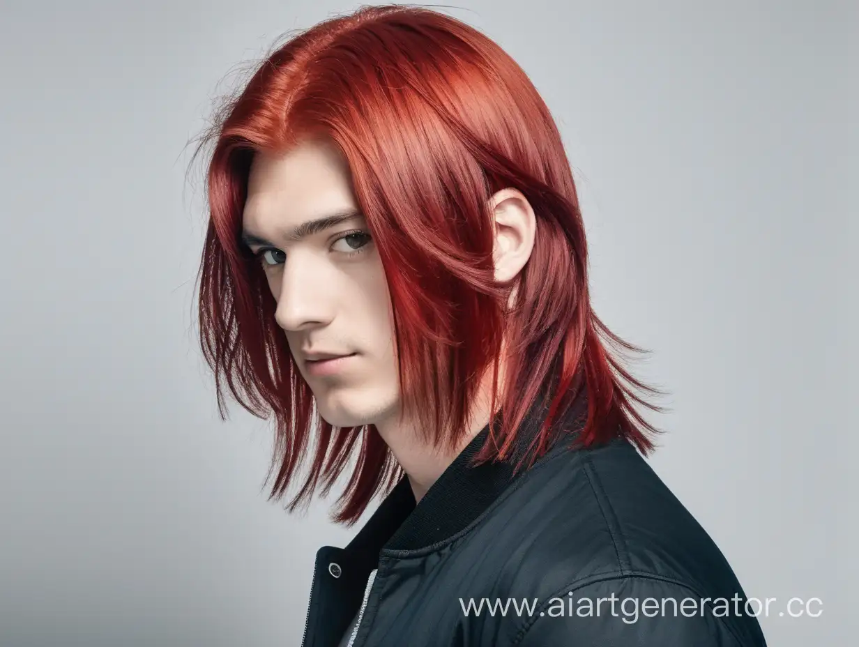 Portrait-of-a-Man-with-ShoulderLength-Straight-Red-Hair