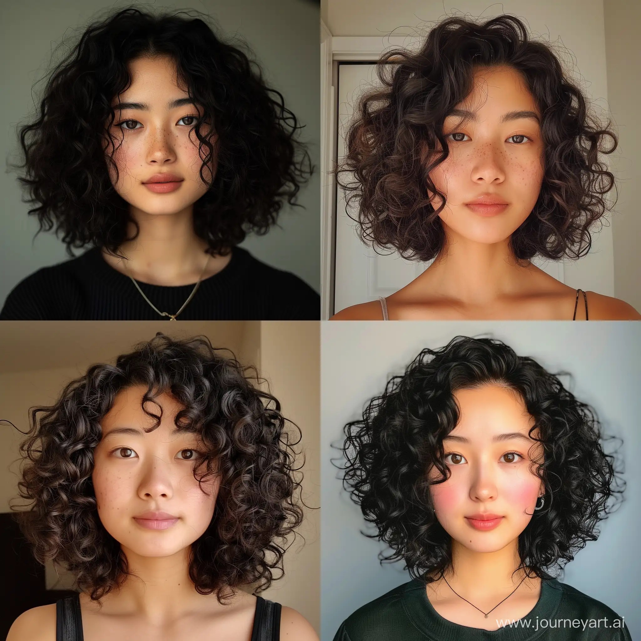 Asian girl with curly hair