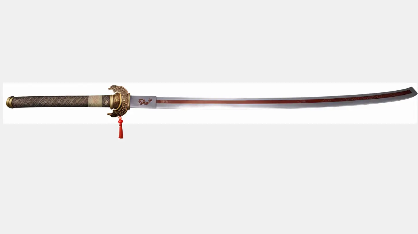 a horizontal jian from a wuxia novel. no person. transparent background