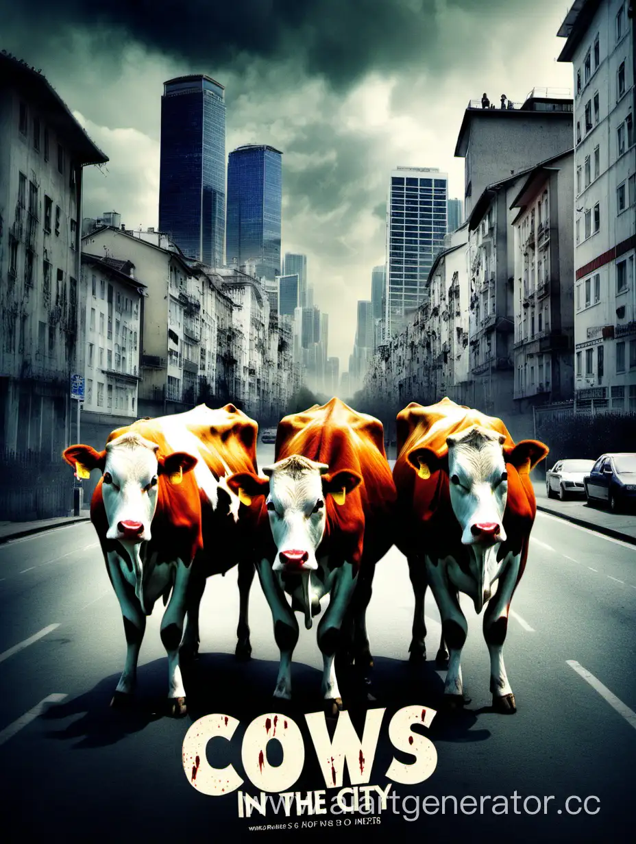 Постер Хоррор-фильма "Коровы в городе"