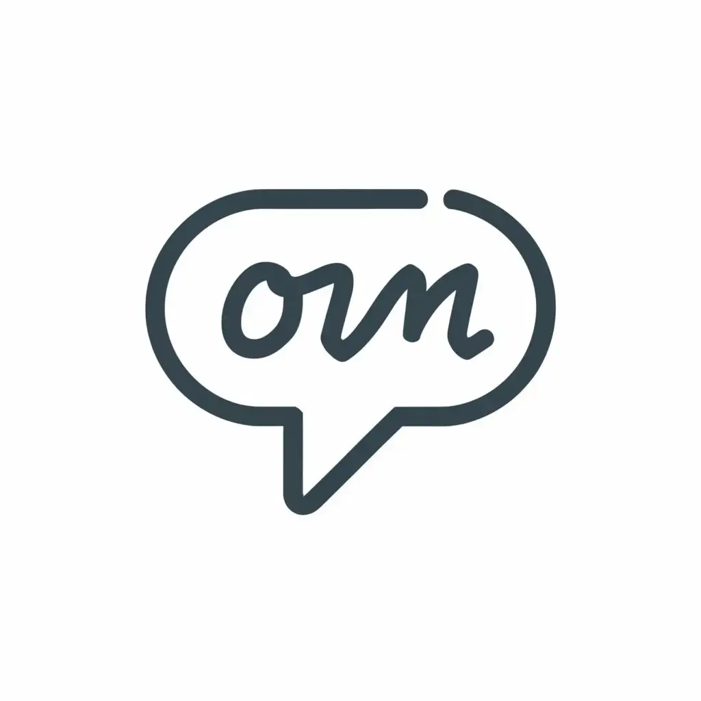a logo design,with the text "OM", main symbol:a message,Minimalistic,be used in Internet industry,clear background