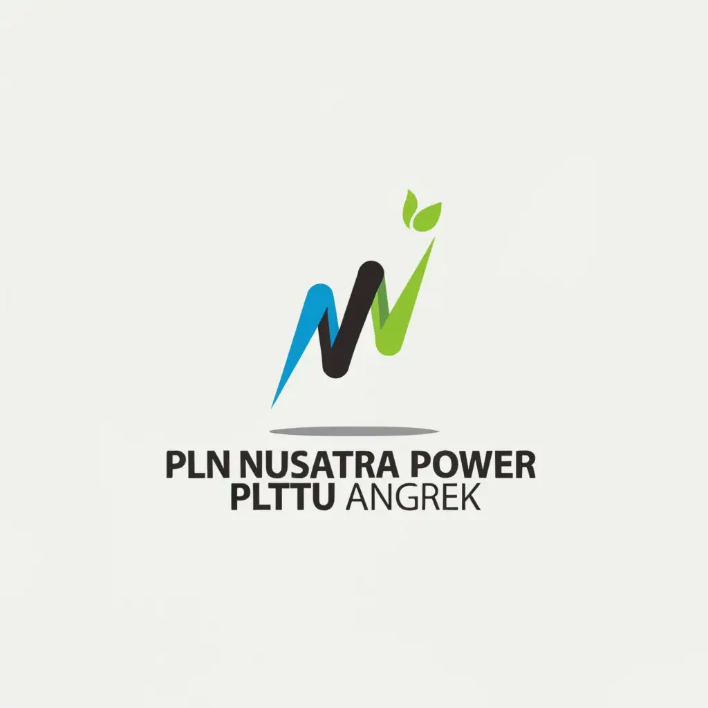 a logo design, with the text 'PLN NUSANTARA POWER
PLTU ANGGREK', main symbol: GREEN ENERGY, INNOVATIVE, CUSTOMER FOCUS, Minimalistic, clear background