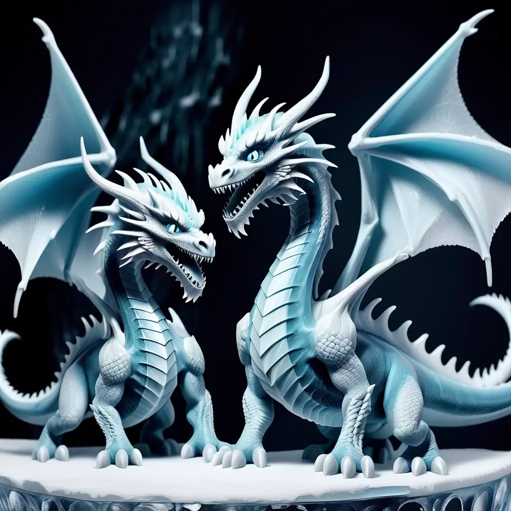 Majestic Ice Dragonnes in a Frozen Wonderland