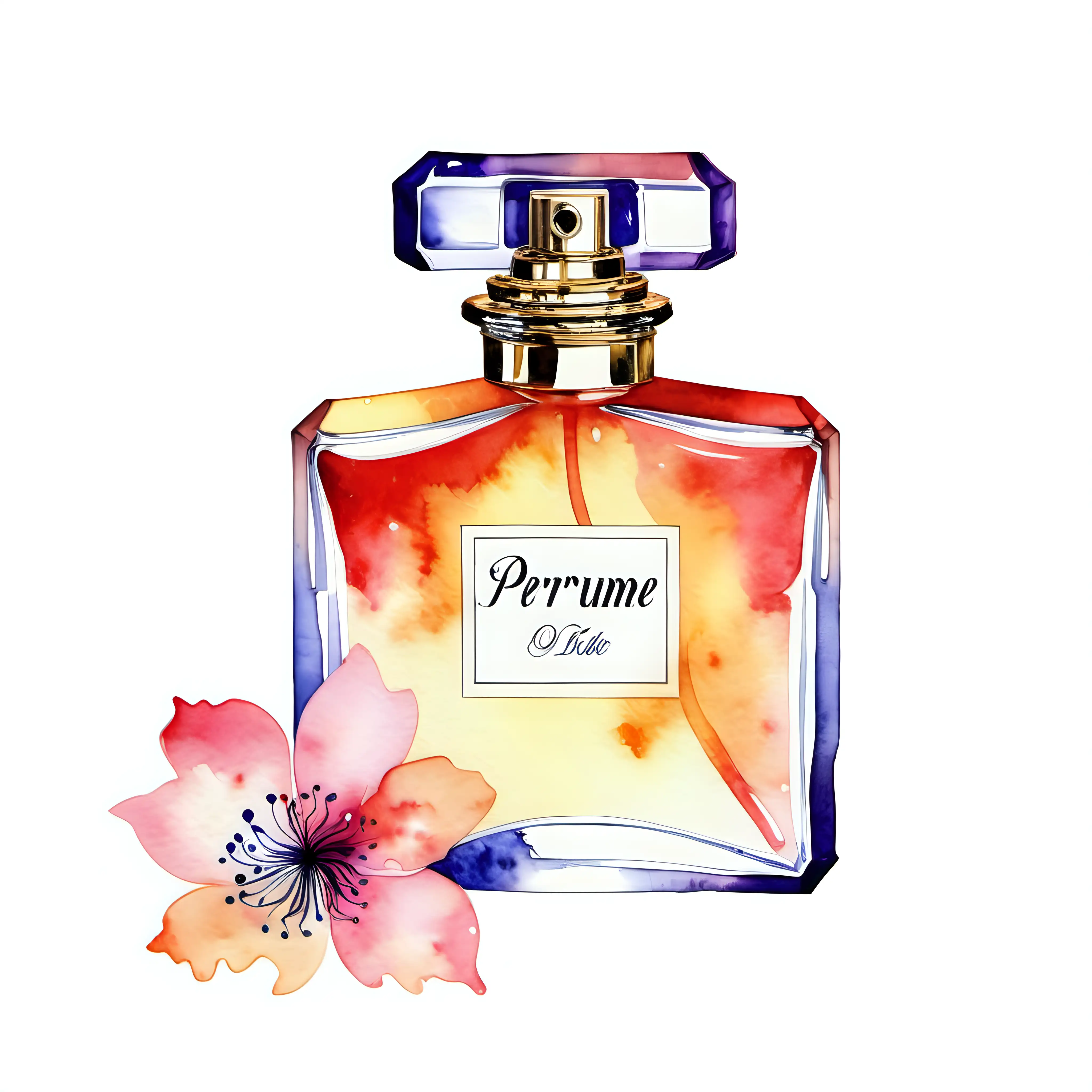 Elegant Watercolor Illustration of a Perfume Bottle