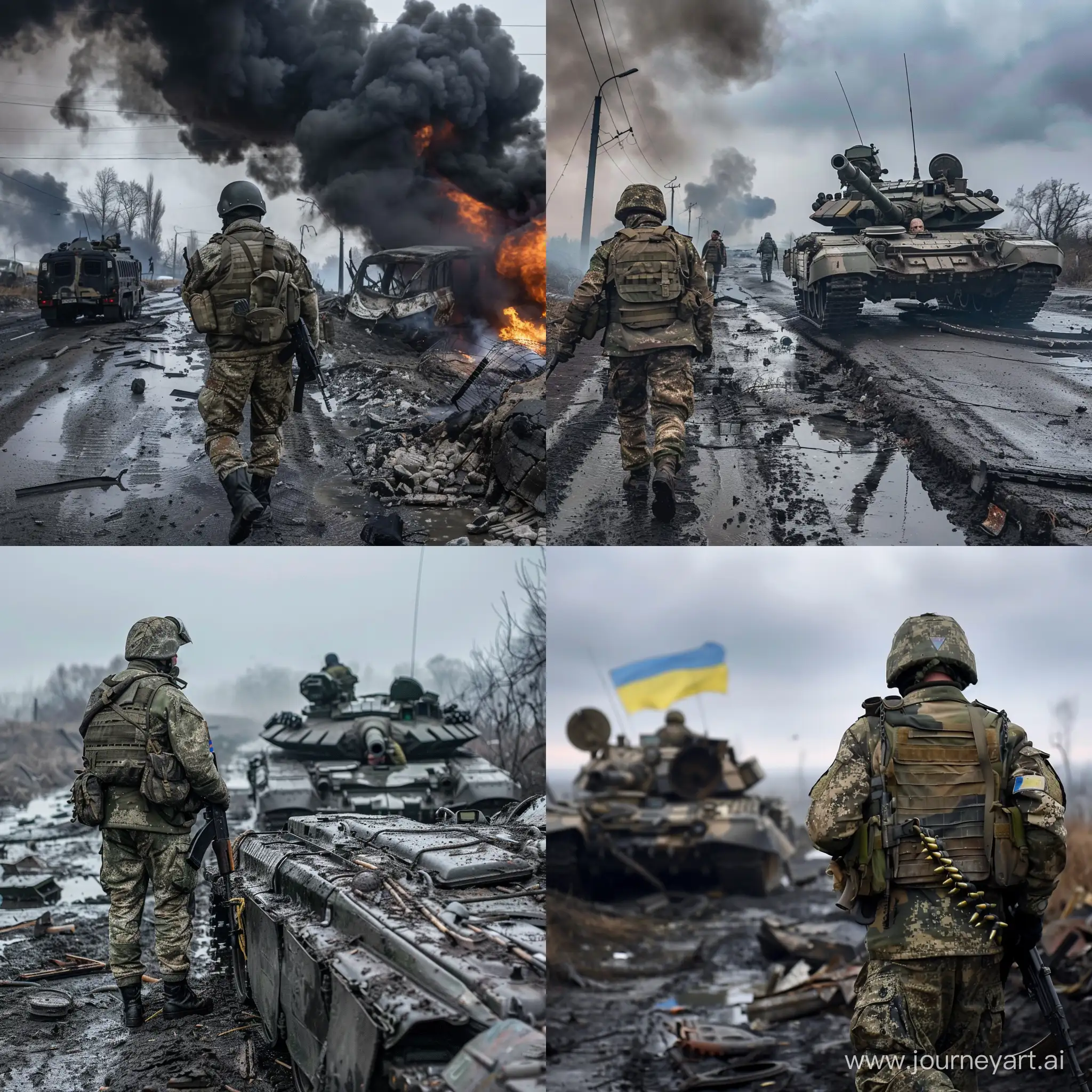 Ukraine-Conflict-Illustration-Soldiers-Amidst-Urban-Warfare