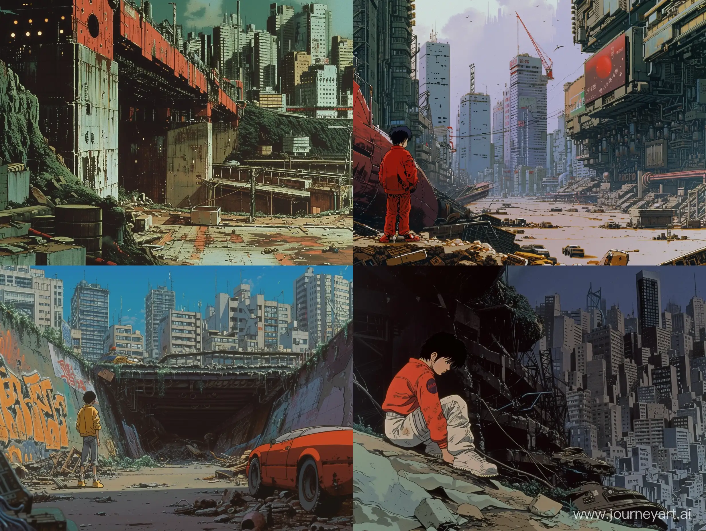a old 90s cartoon still of a city, nostalgia, anime, akira 1988 still, full body, outside city environment, dystopian,