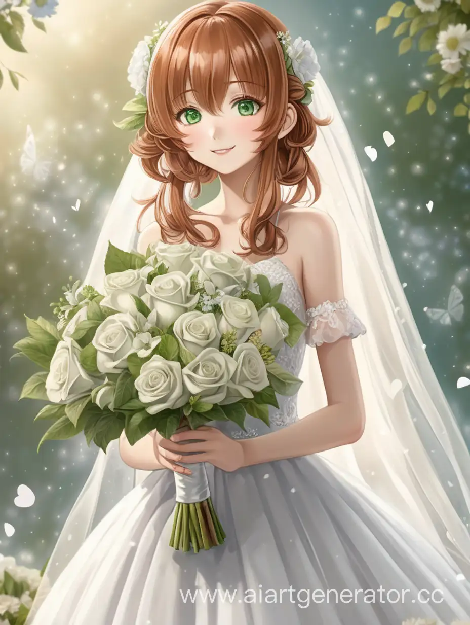 Joyful-Anime-Bride-Holding-Wedding-Bouquet