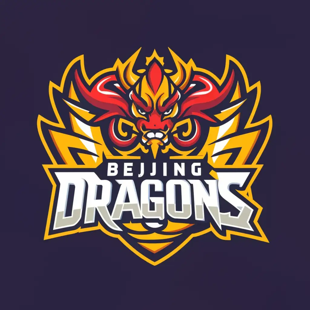 a logo design,with the text "Beijing Dragons", main symbol:Dragon,Moderate,be used in Sports Fitness industry,clear background