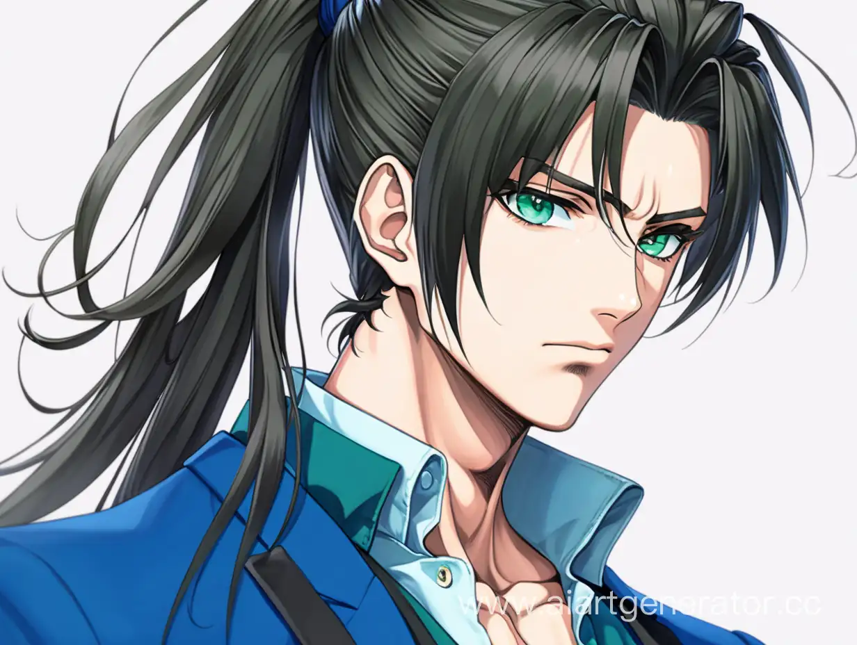 Handsome-Anime-Man-with-Dark-Hair-in-Stylish-Blue-Outfit