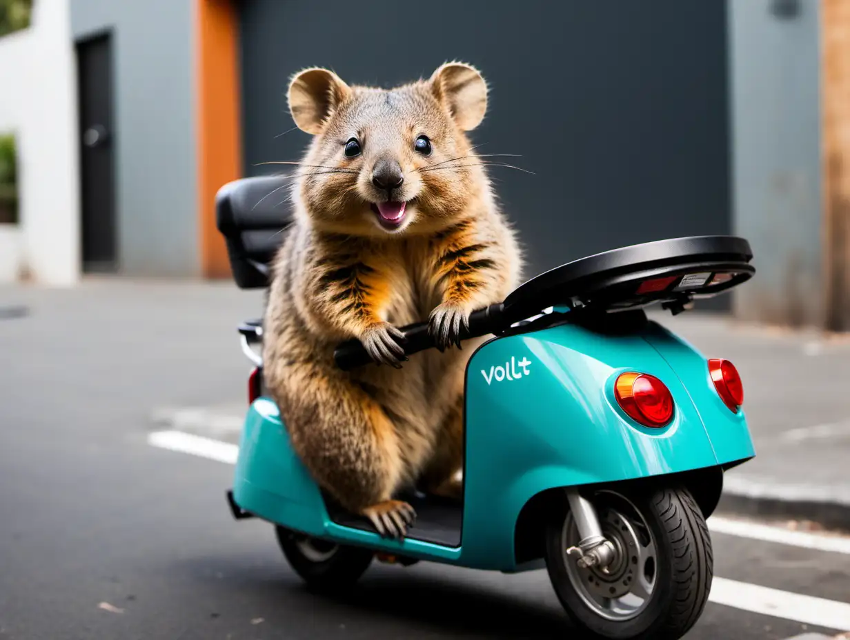 Cheerful Quokka Riding on a VoltPowered Scooter