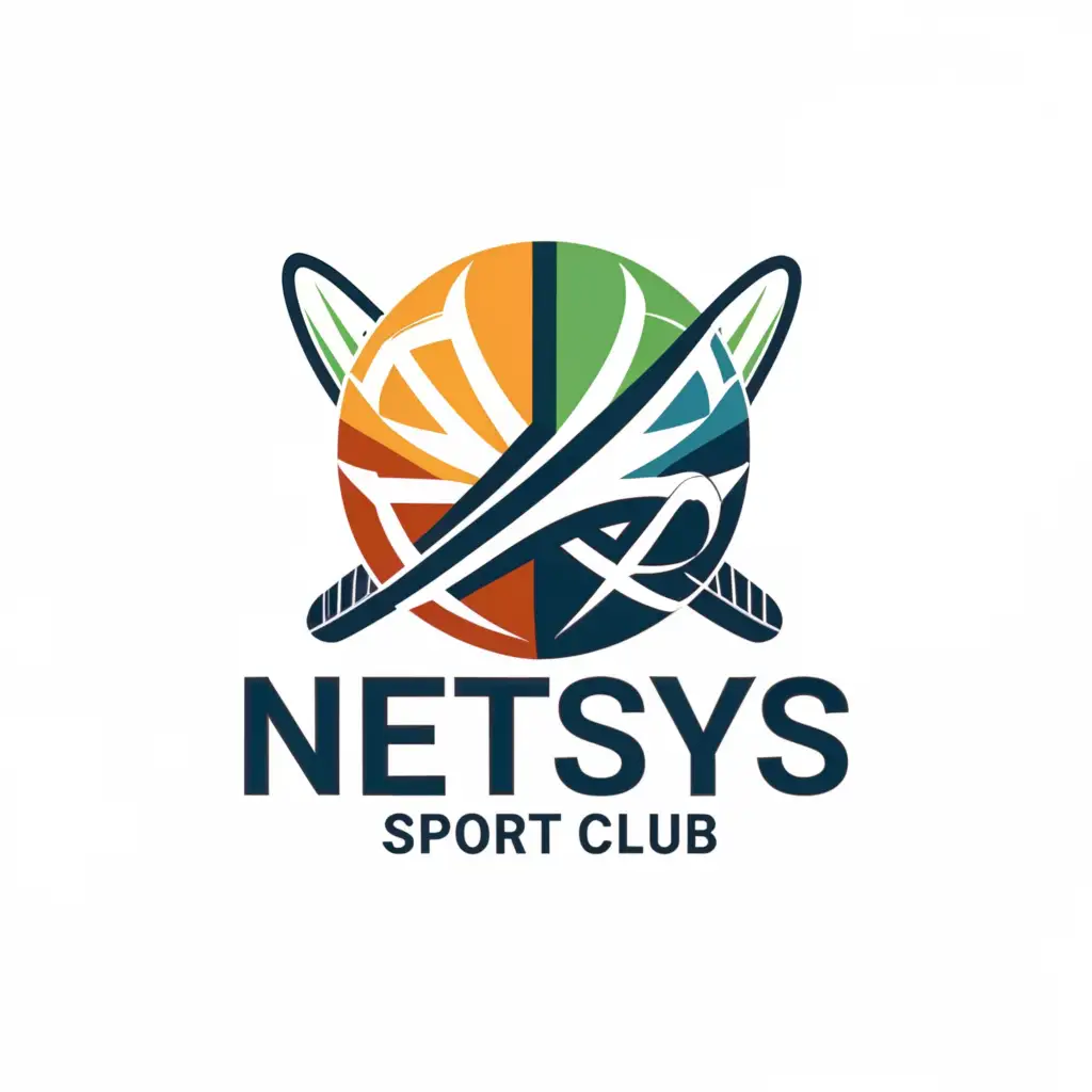 a logo design,with the text "NETSYS Sport Club", main symbol:ball, Badminton, Cricket,Moderate,be used in Sports Fitness industry,clear background