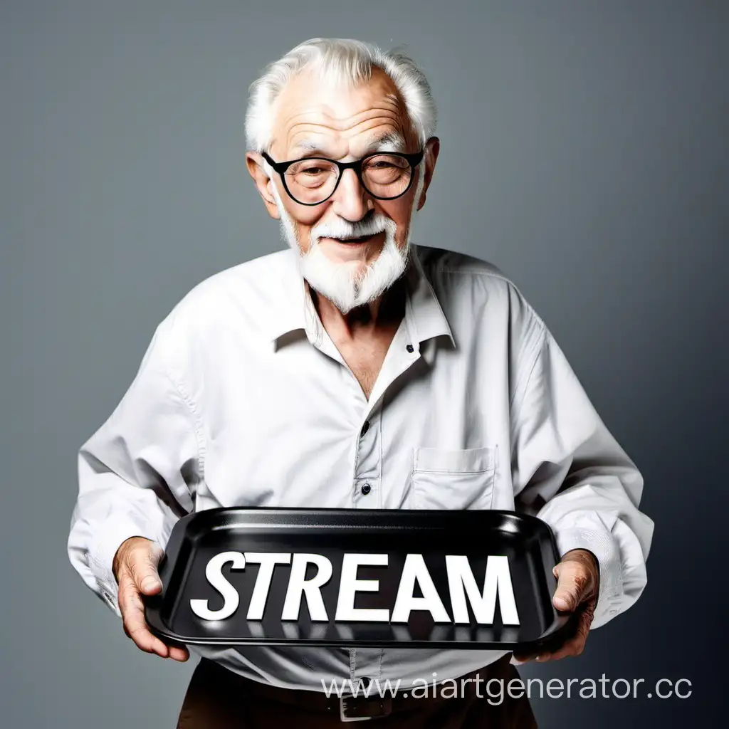 Elderly-Man-Holding-Tray-with-STREAM-Text