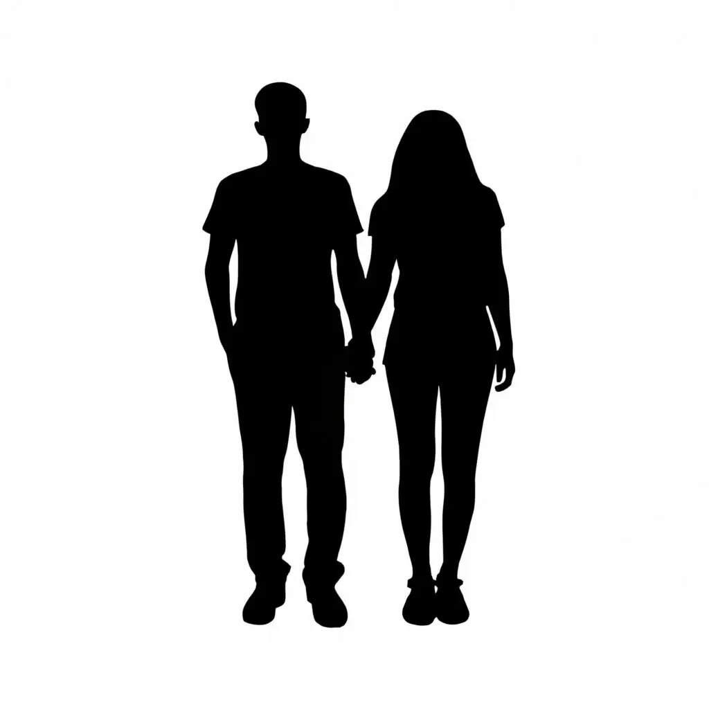 Silhouette of Couple Standing Together on White Background | Dalle3 AI