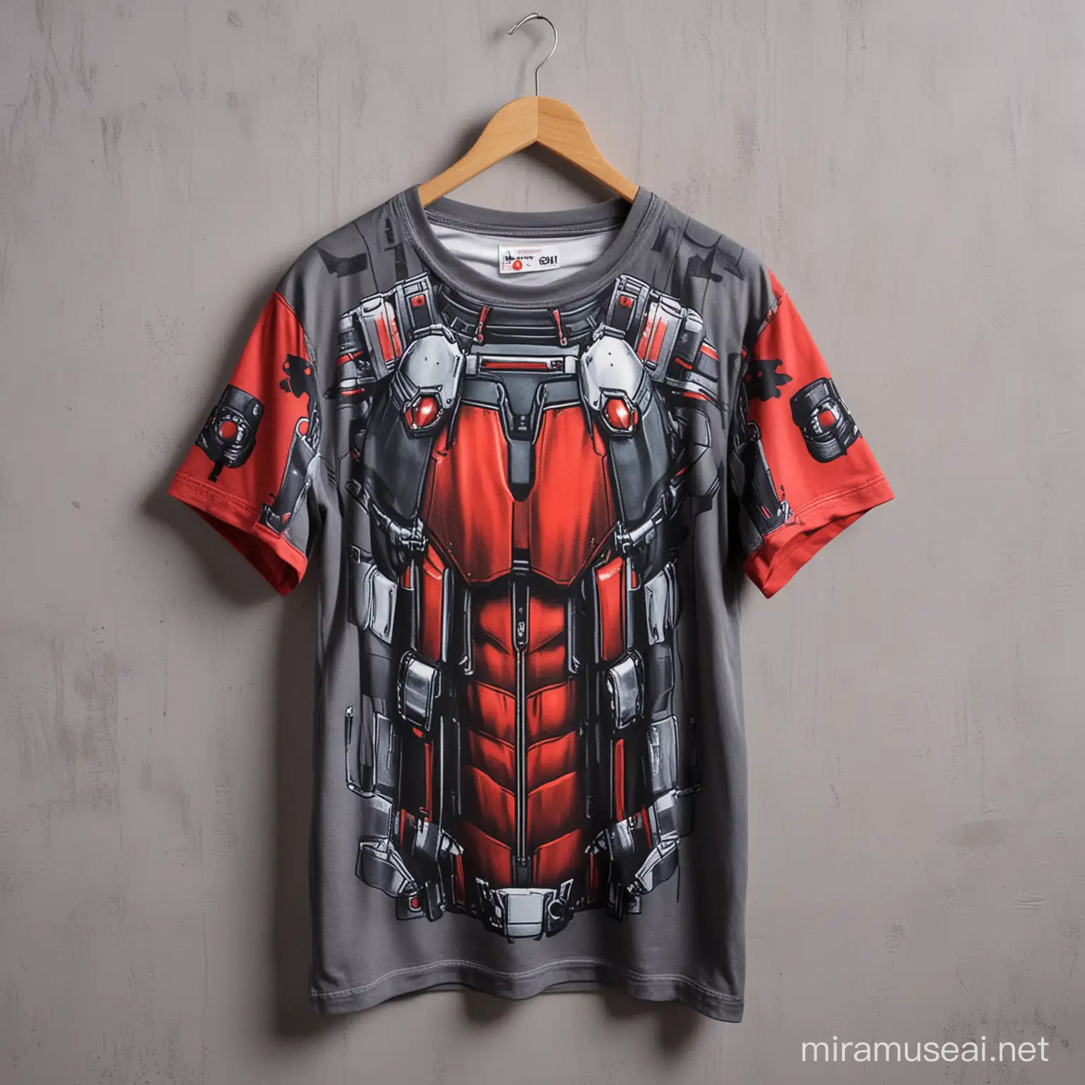 Ant Man Pattern Tshirt Hanging in a Creative Display