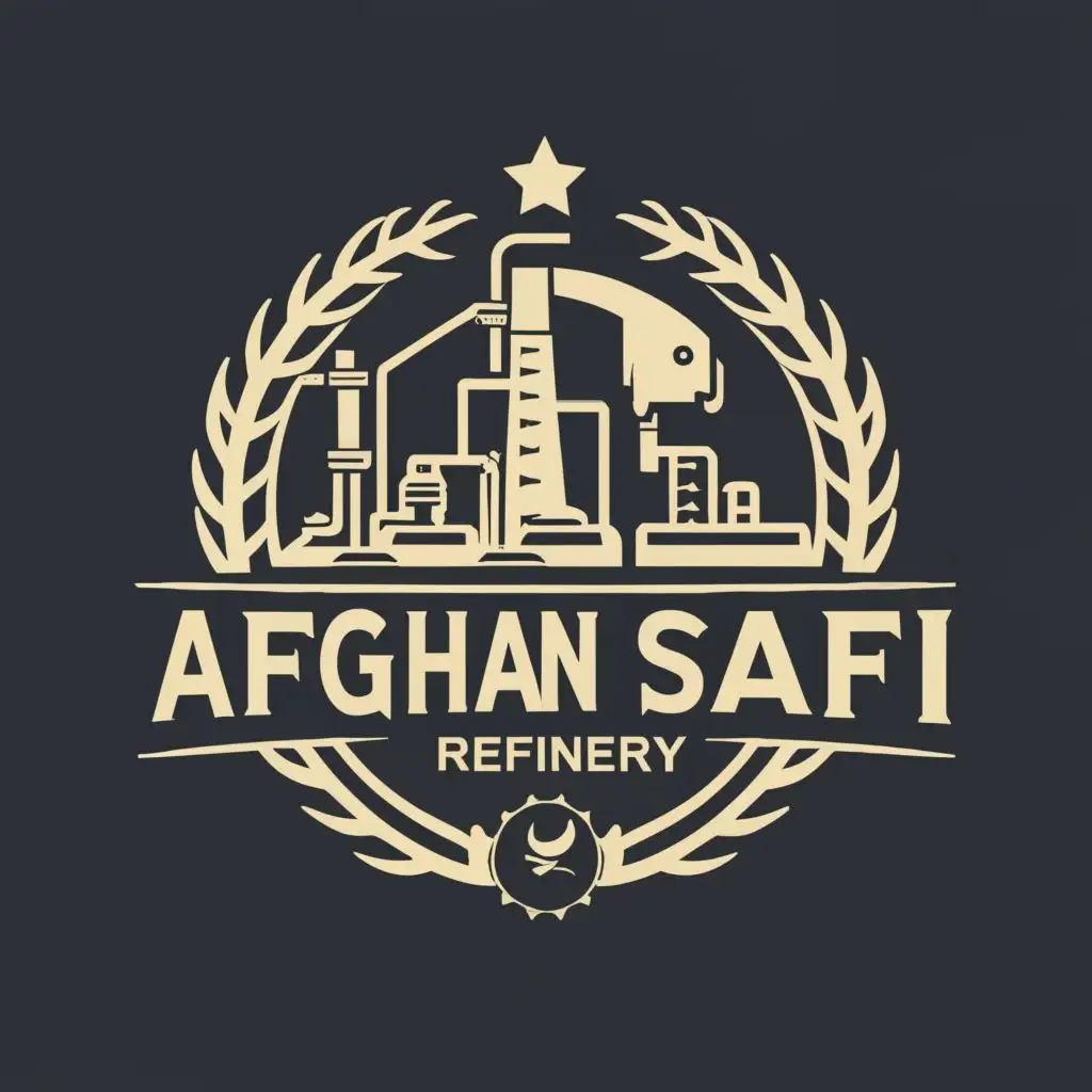 logo, Oil Refinery, with the text "Afghan Safi Refinery", typography