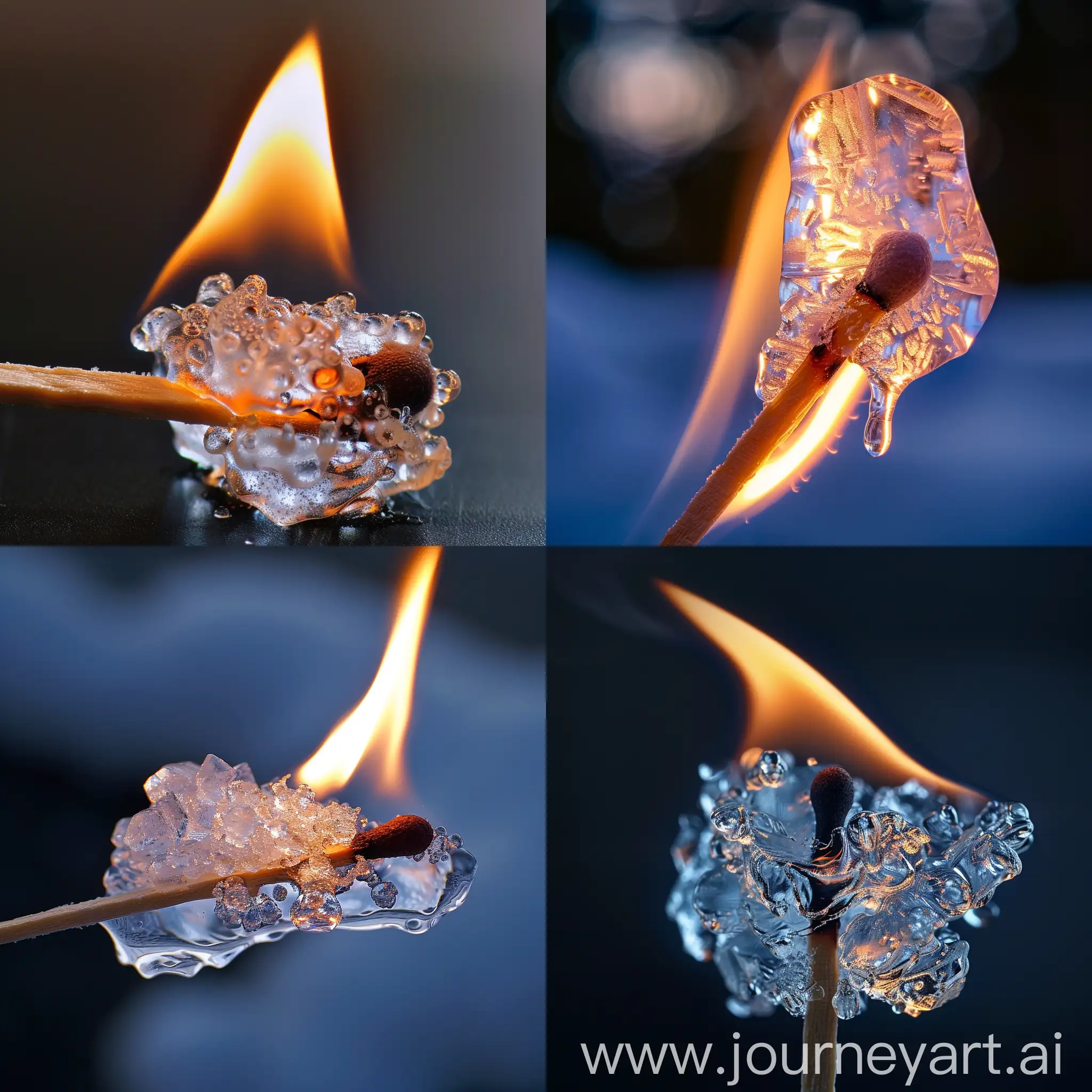 **fire that looks like ice on a burning match** - Upscaled by