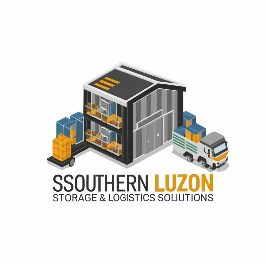 a logo design,with the text "Southern Luzon Storage & Logistics Solutions", main symbol:warehouse that stores car parts and big appliances,Moderate,be used in Construction industry,clear background