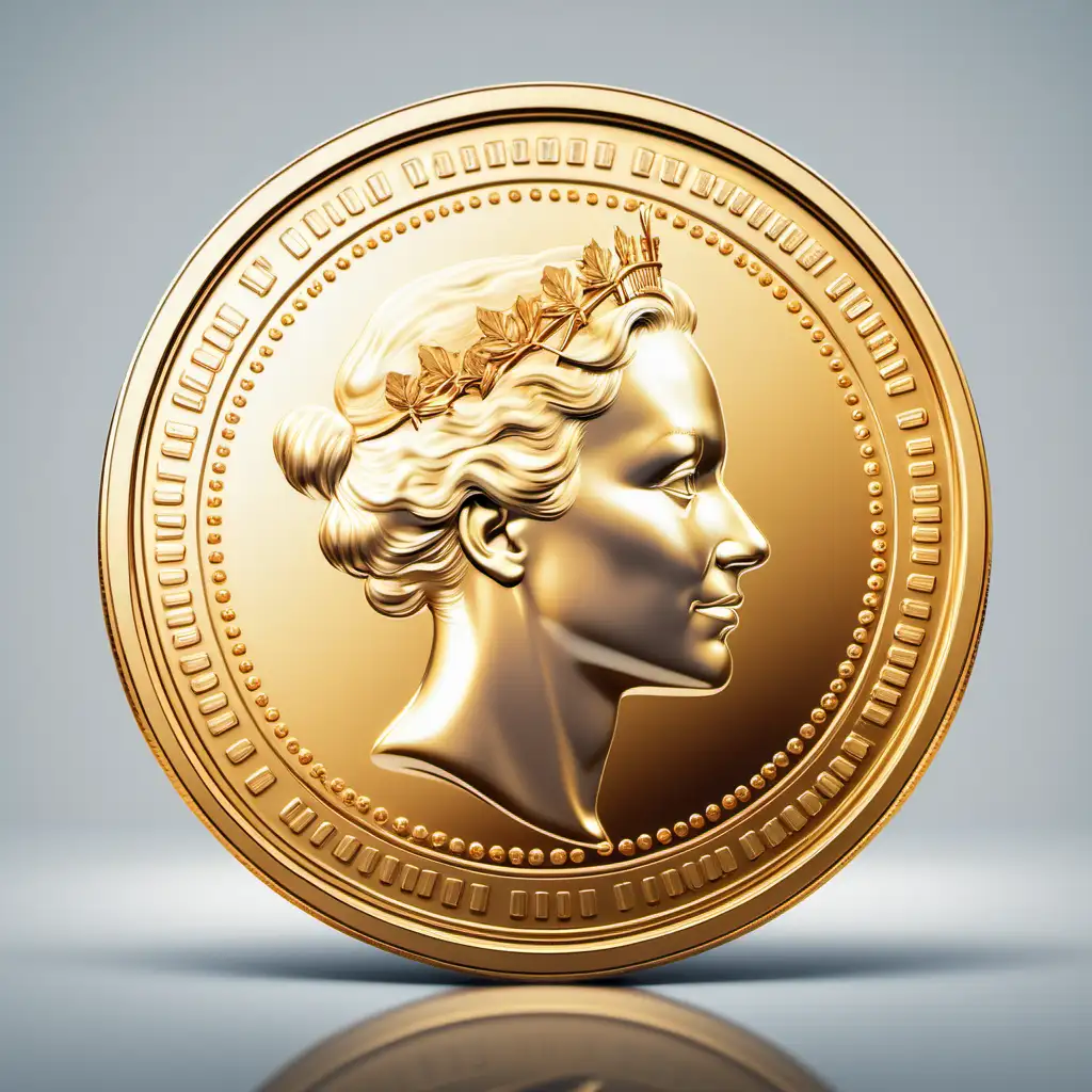moeda dourada brilhante e perfeita de frente