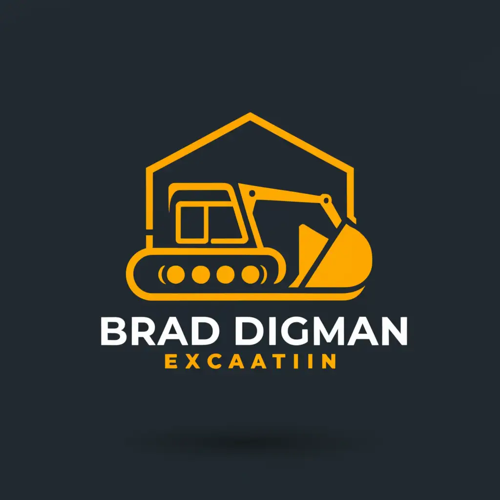 a logo design,with the text "brad dingman excavation", main symbol:excavator,complex,be used in Construction industry,clear background
