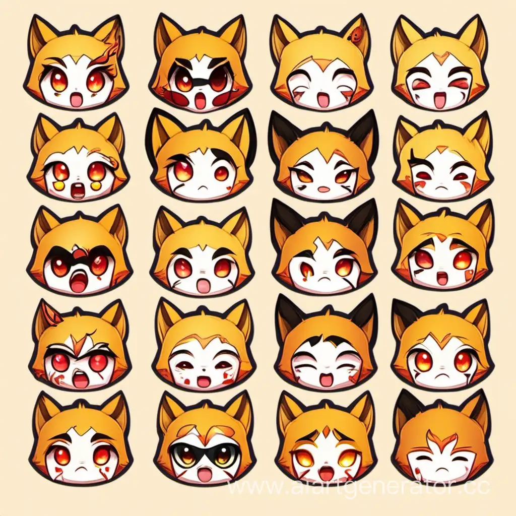 Chibi-Emojis-with-Kitsune-Masks-Expressing-Various-Emotions
