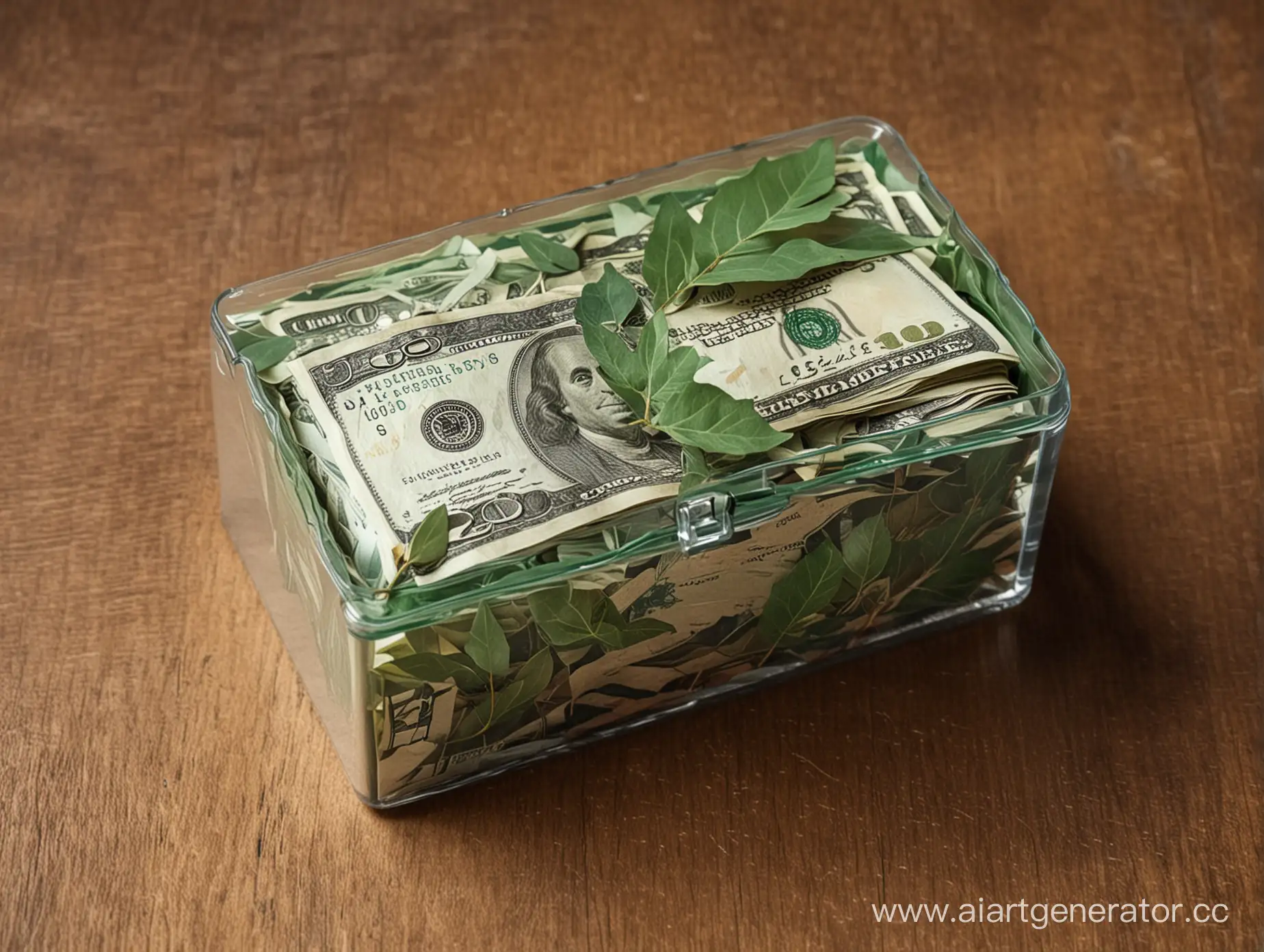 NatureInspired-Money-Box-Overflowing-with-Vibrant-Tree-Leaves