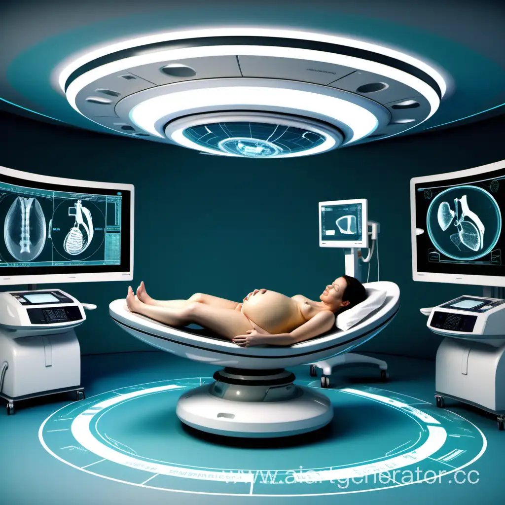 Futuristic-Pregnancy-Hospital-Ultrasound-with-Visible-Baby-Bump