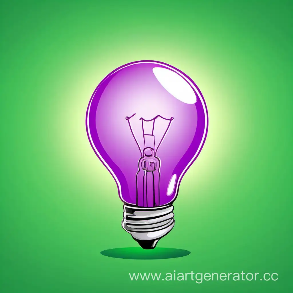 Cartoon-Lilac-Light-Bulb-Illuminating-Green-Background
