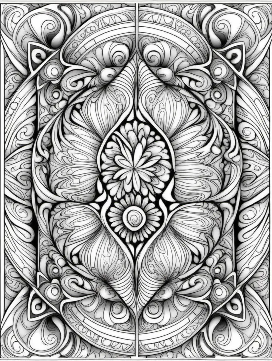 Mesmerizing Fractal Patterns for Adult Coloring Book Cover