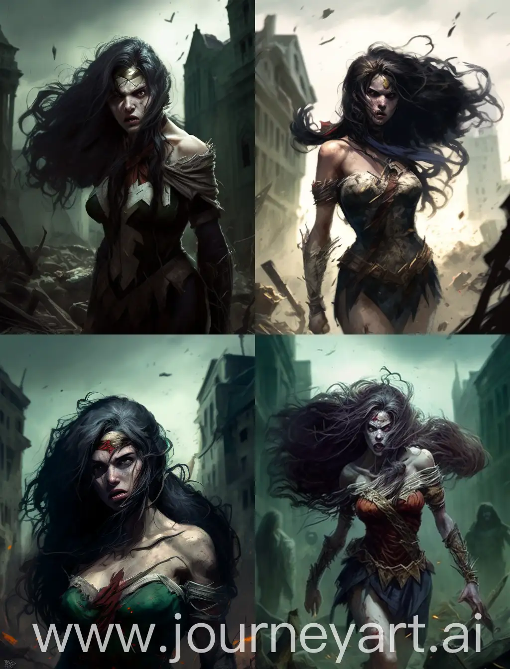 Zombified-Wonder-Woman-Struggles-in-PostApocalyptic-City