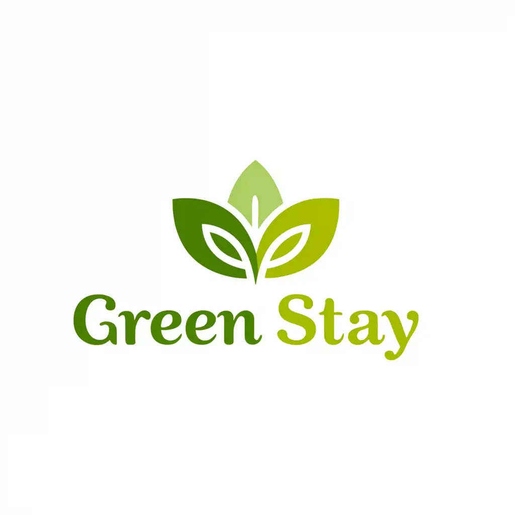 a logo design,with the text "Green stay", main symbol:leaf and tree,Moderate,clear background