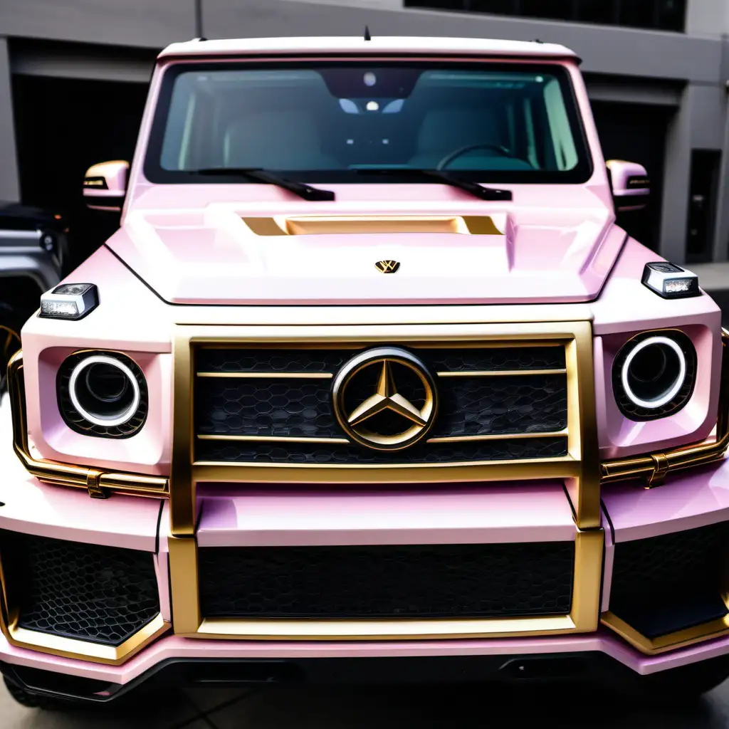 CloseUp of Elegant Light Pink and Gold Accented G Wagon
