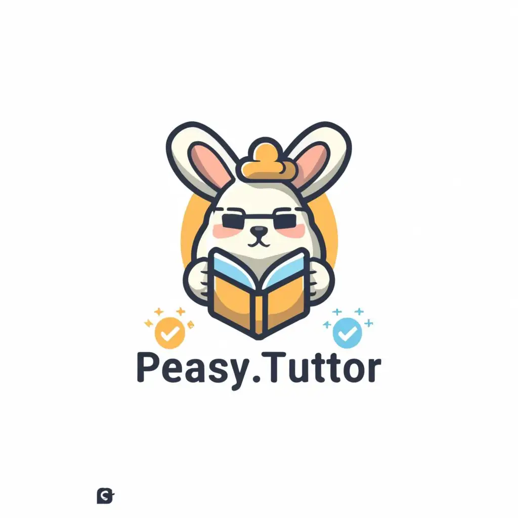 a logo design,with the text "Peasy.tutor", main symbol:Cute chubby rabbit and book,Moderate,be used in Education industry,clear background
