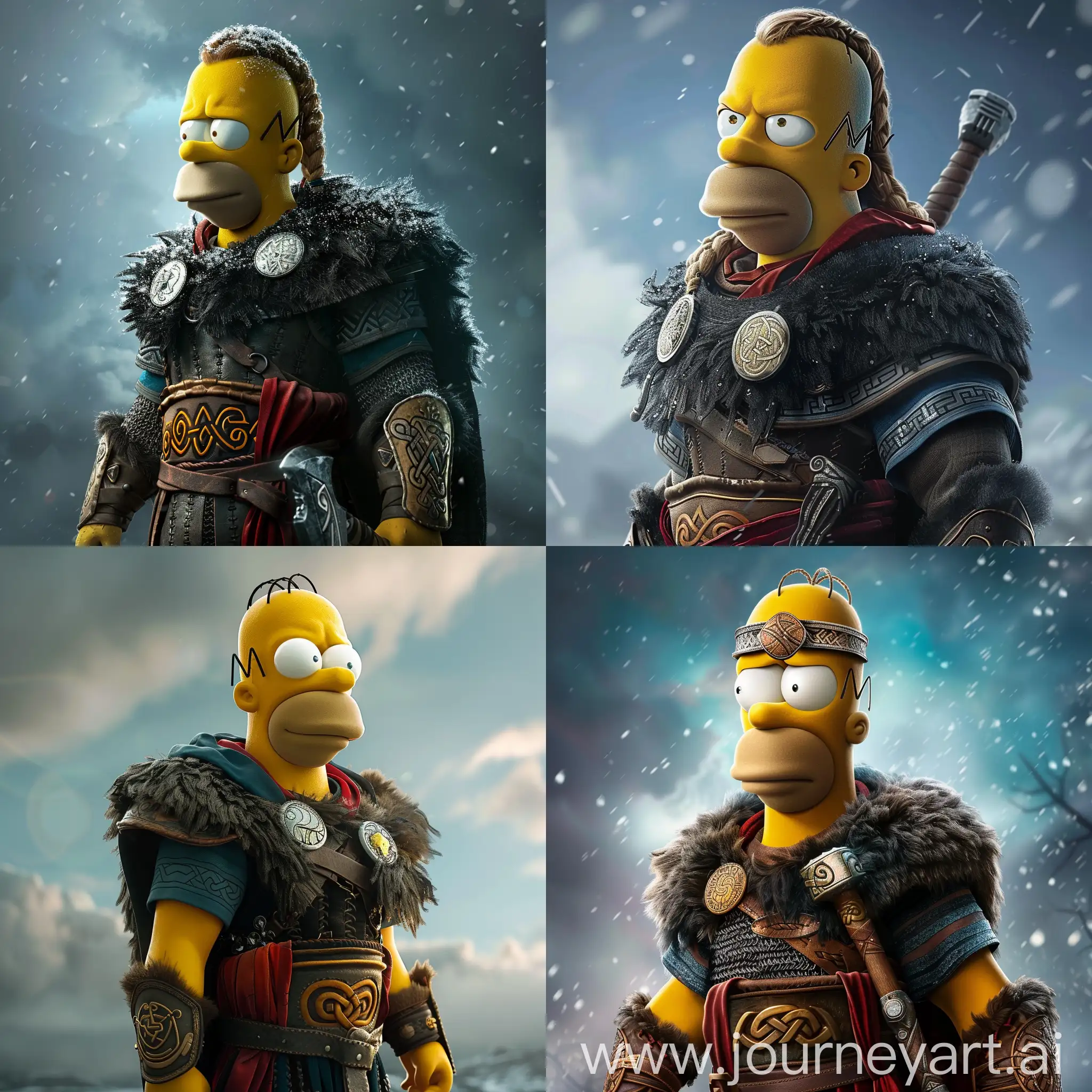Homer Simpson as Eivor from Assassins Creed Valhalla
