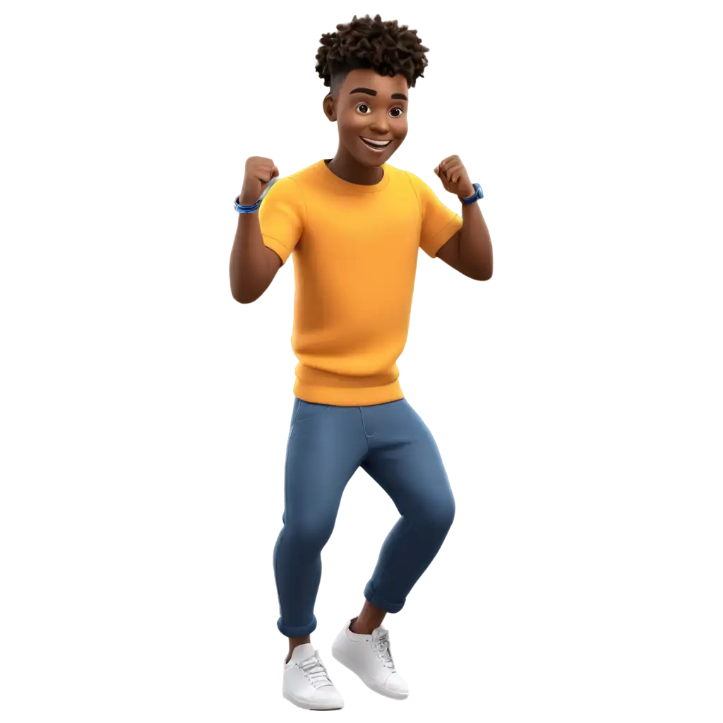 Vibrant-PNG-Emoji-Style-Cartoon-Depicting-an-African-Male-Teen-Dancing-with-Hilarious-Facial-Expressions