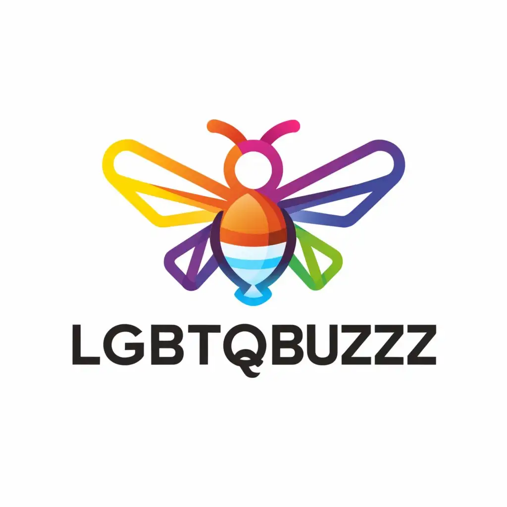 a logo design,with the text "LGBTQBuzz", main symbol:bee,Minimalistic,clear background