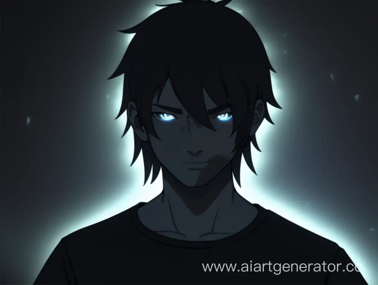 В аниме стили аватарка для steam.  На фотографии человек в черной футболке с надписью VelzZonger, сам человек скрыт во тьме и не видно его лицо