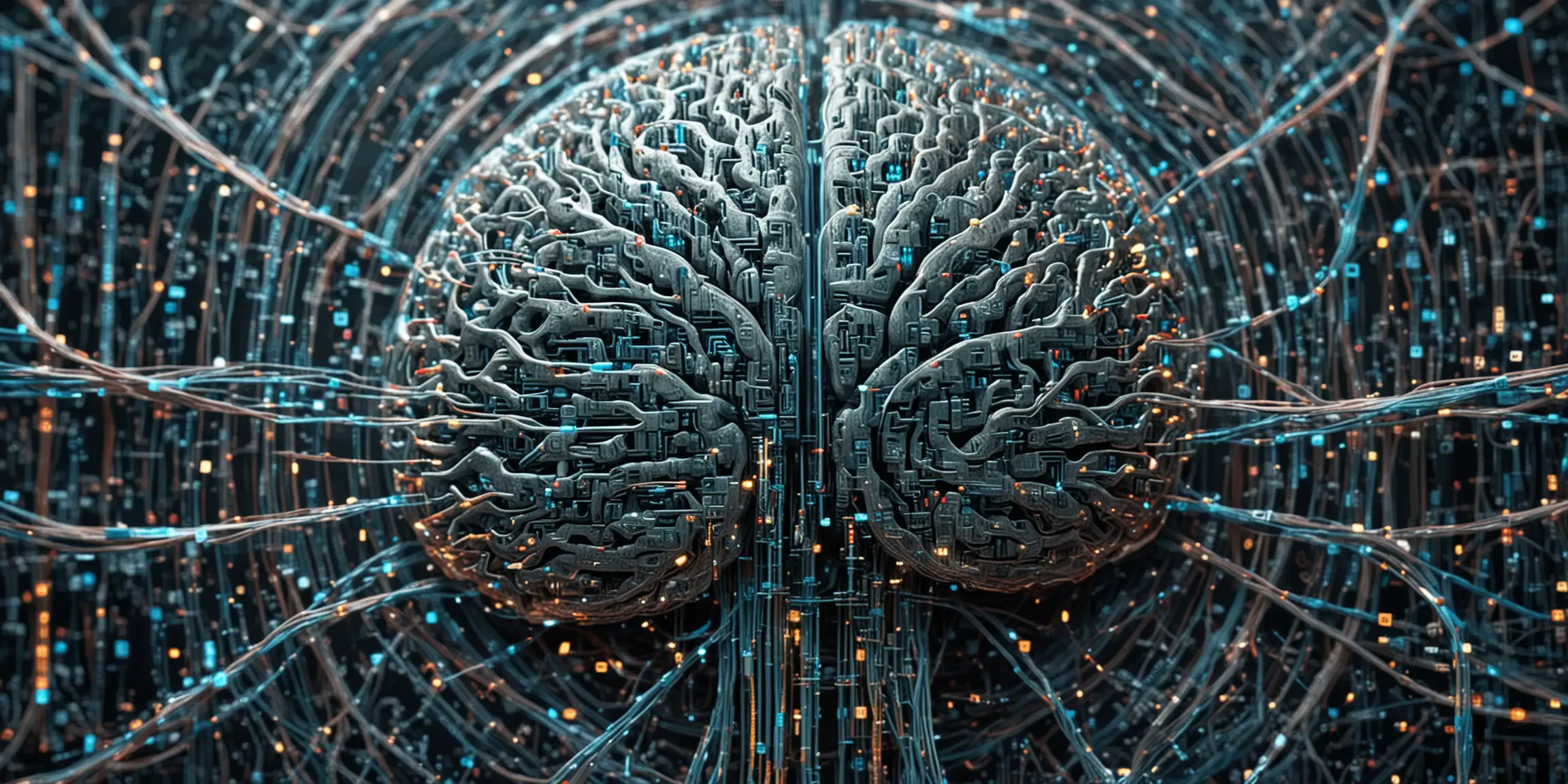 a close-up of a digital computer neural network web that is shaped like a brain inside of a computer, computerized digital neural networks, brain-computer interface, the coming AI singularity, screen computer digital neural network, integration of intelligence, neuromorphic chip, neurography, beautiful cosmic neural network web, artificial consciousness, artificial intelligence fully integrated inside the digital world, digital machine in an artificial digital world.