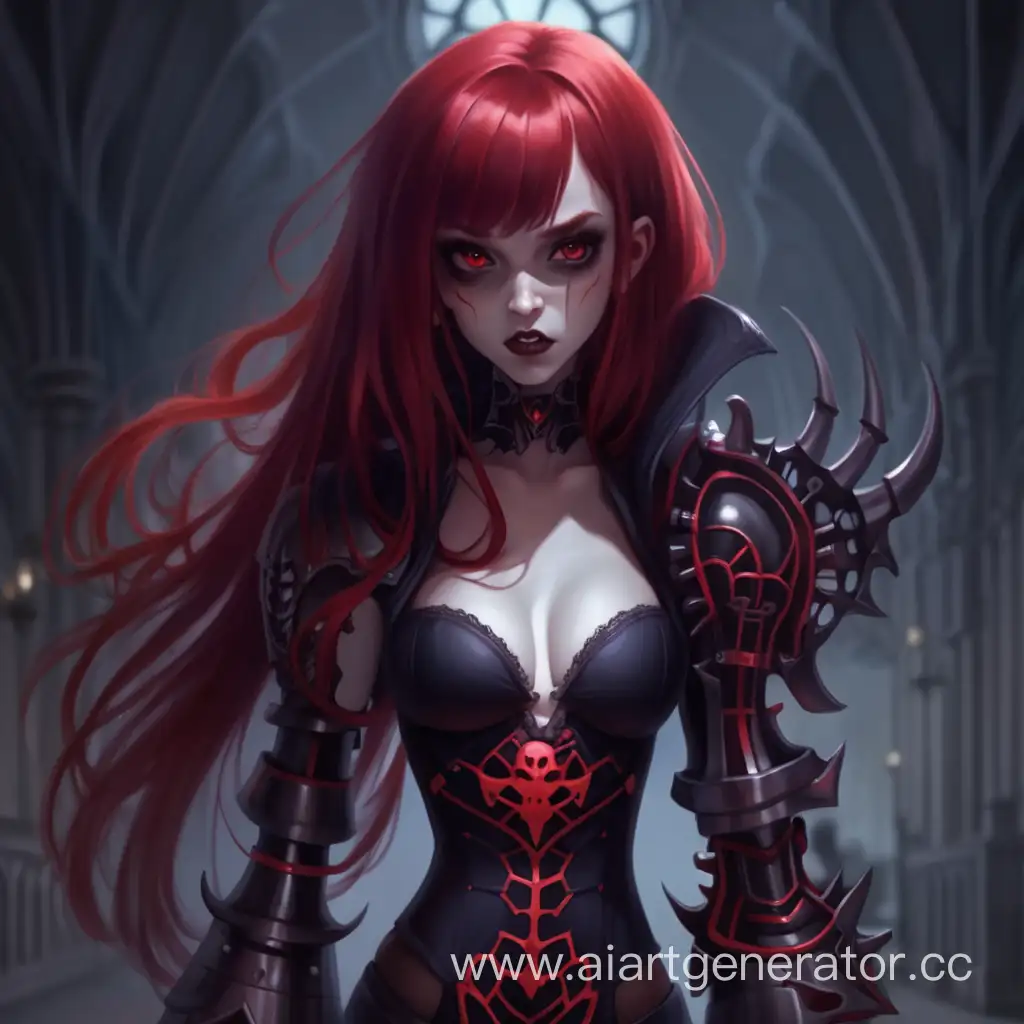 girl, vampire, red hair, exoskeleton