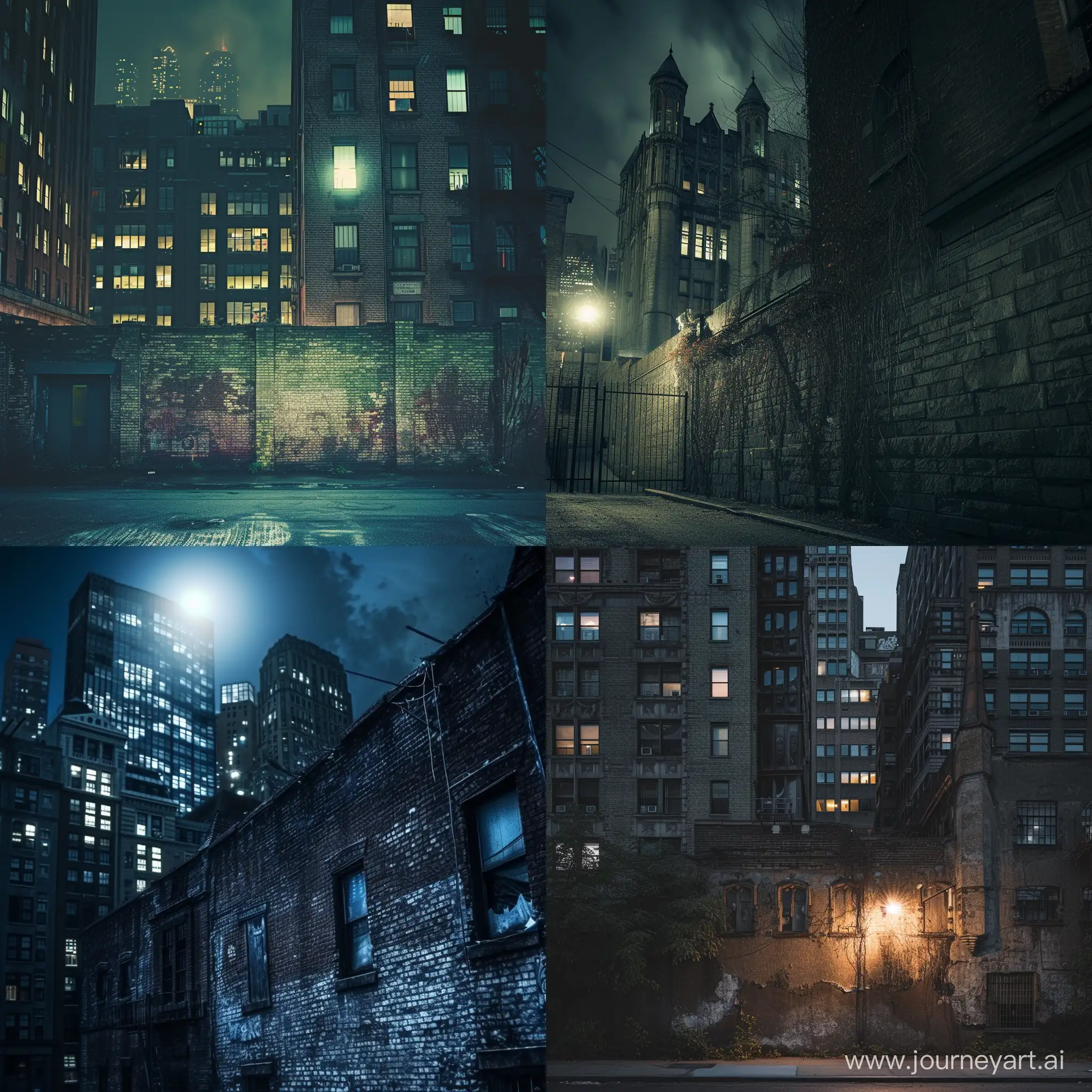 Gotham-City-Night-View-on-Vintage-Building-Wall