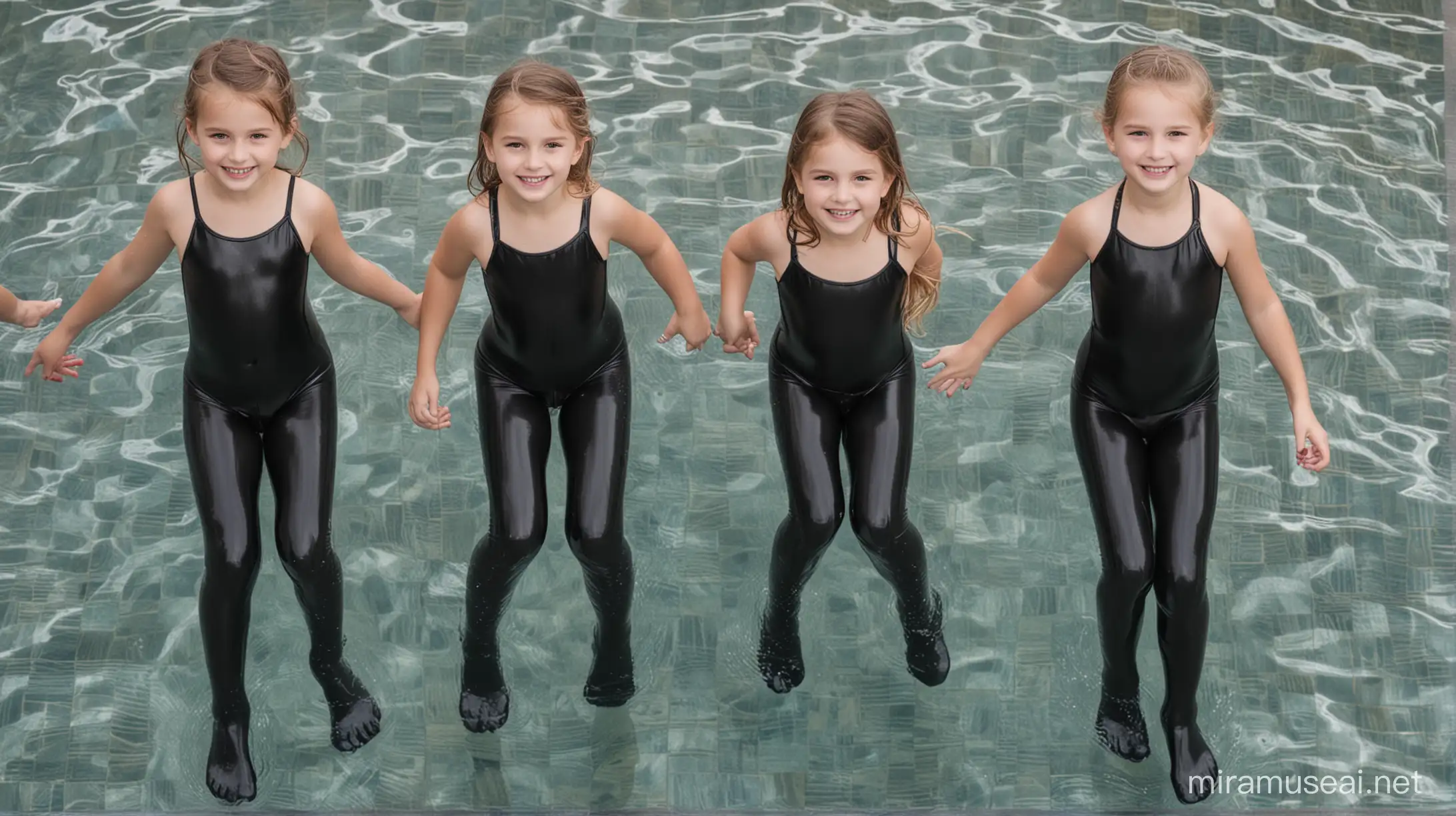 3Little girl, Swim , black，Pantyhose, shiny