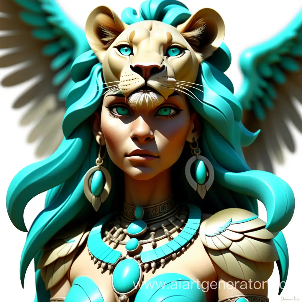 Enchanting-TurquoiseWinged-Lioness-Woman-in-Mystical-Flight