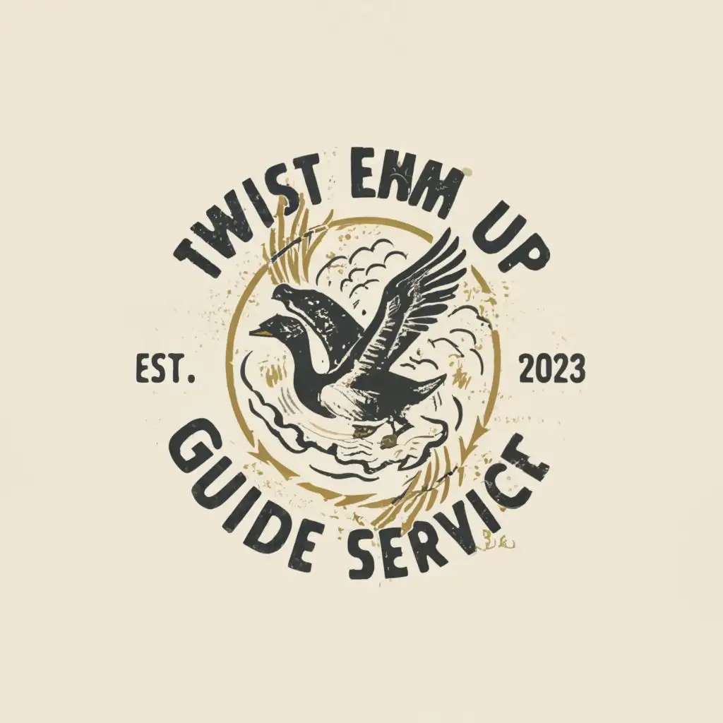 LOGO-Design-for-Twist-Em-Up-Guide-Service-Minimalistic-Snow-Goose-Hunting-Theme-with-Black-Lab-and-Shooting-Guns