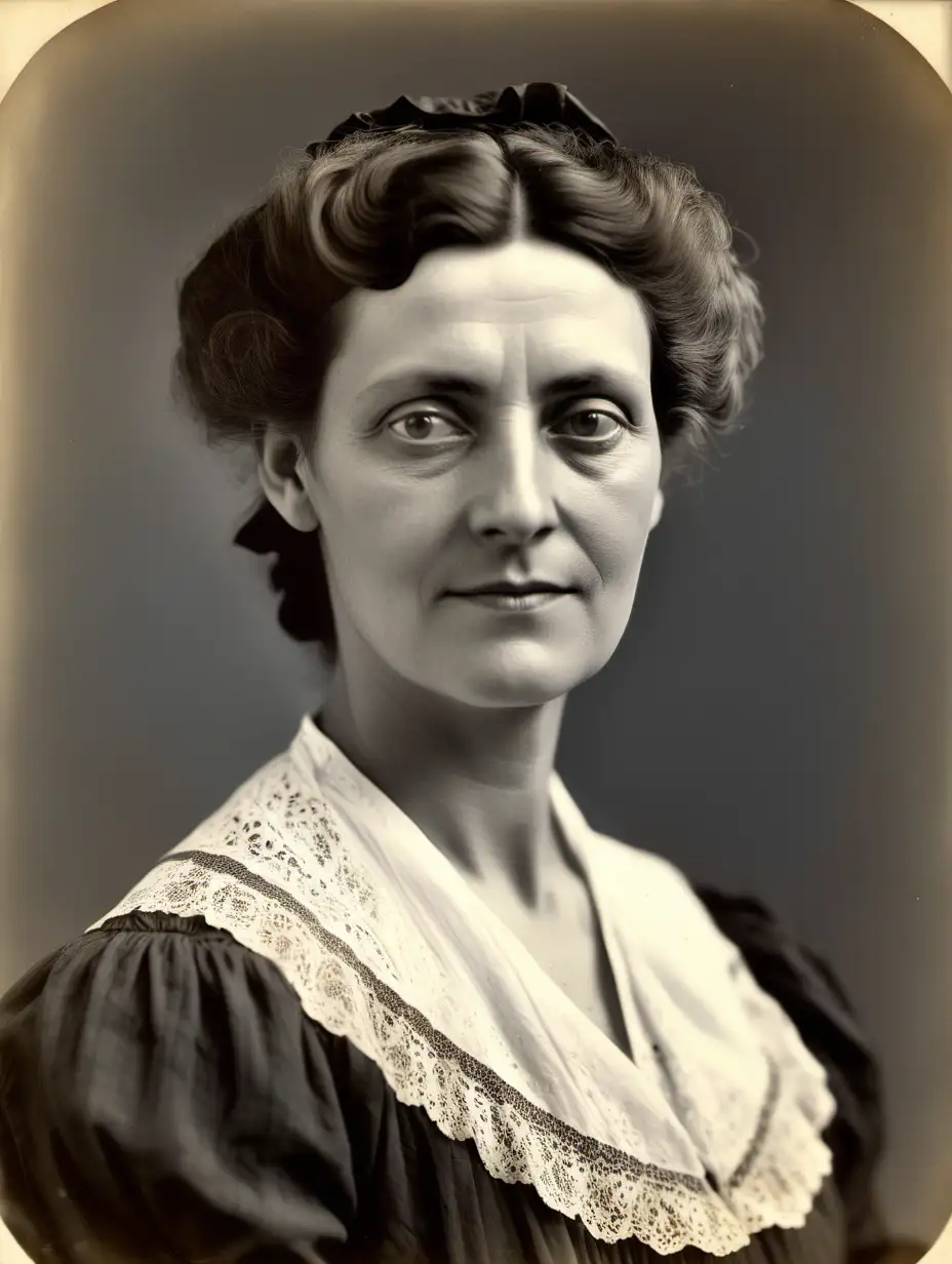 A head and shoulders portrait from around 1900 portraying a woman around her mid-forties, homemaker, born in Funchal, in the island of Madeira, wife of a respected civil servant