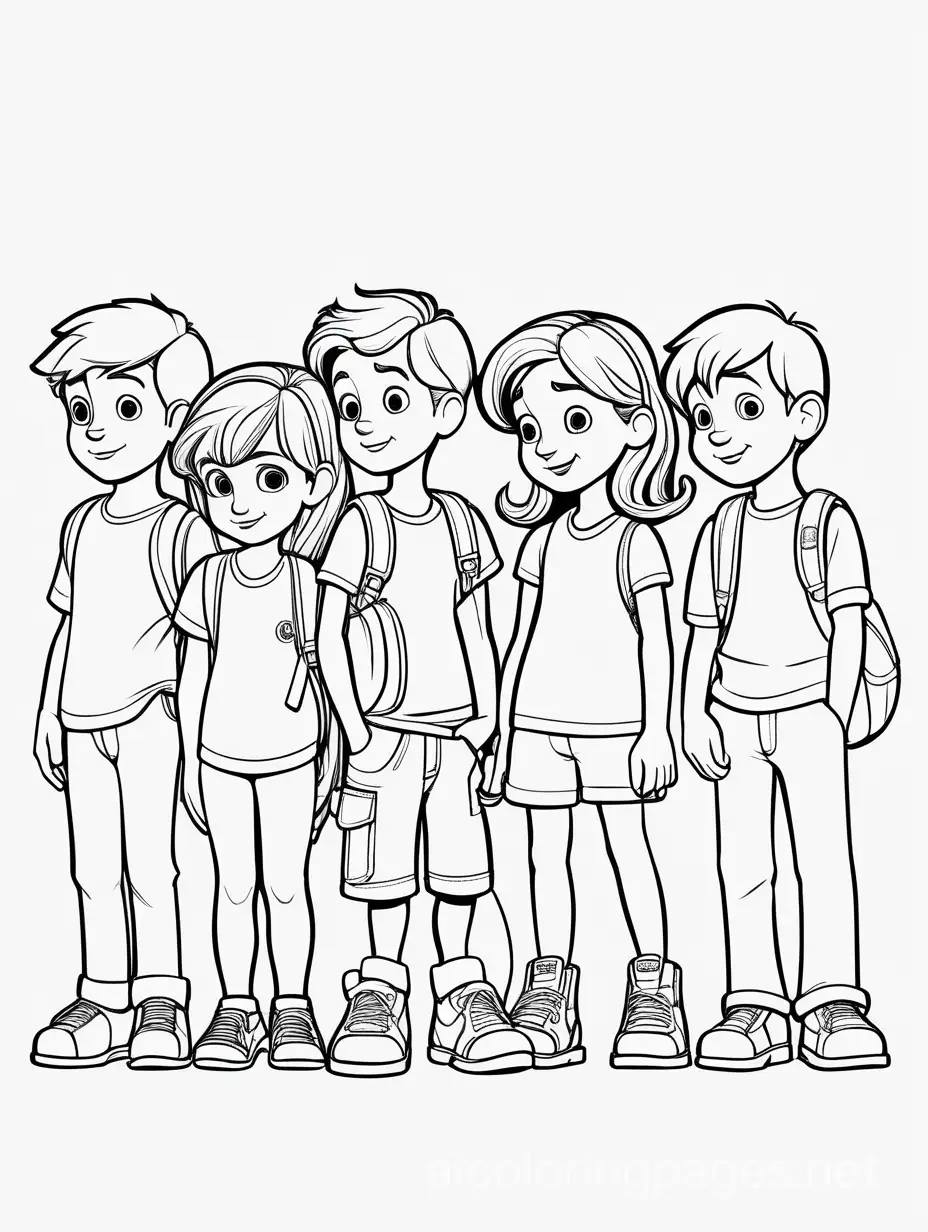 Children-Queueing-in-3D-PIXAR-and-DISNEY-Characters-Coloring-Page