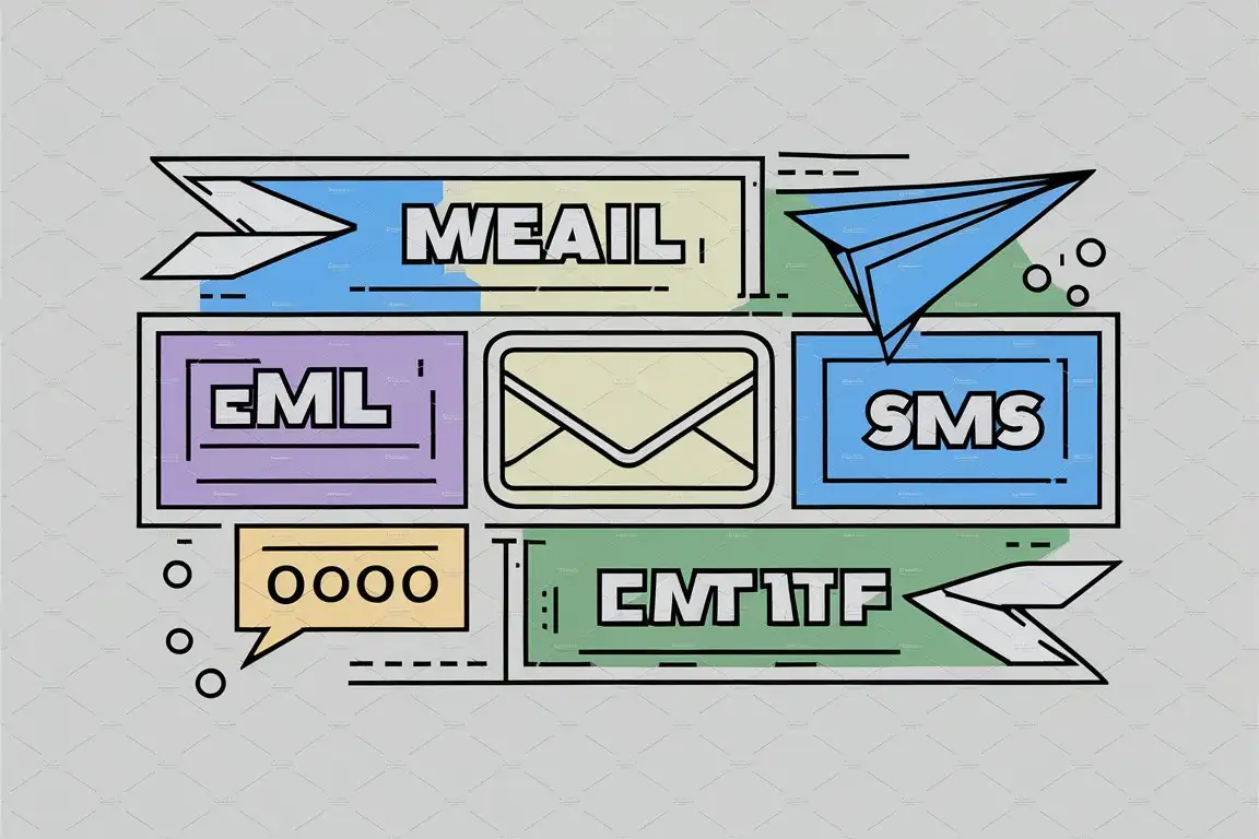 sms and email notification banner for a website. use only symbols, no text