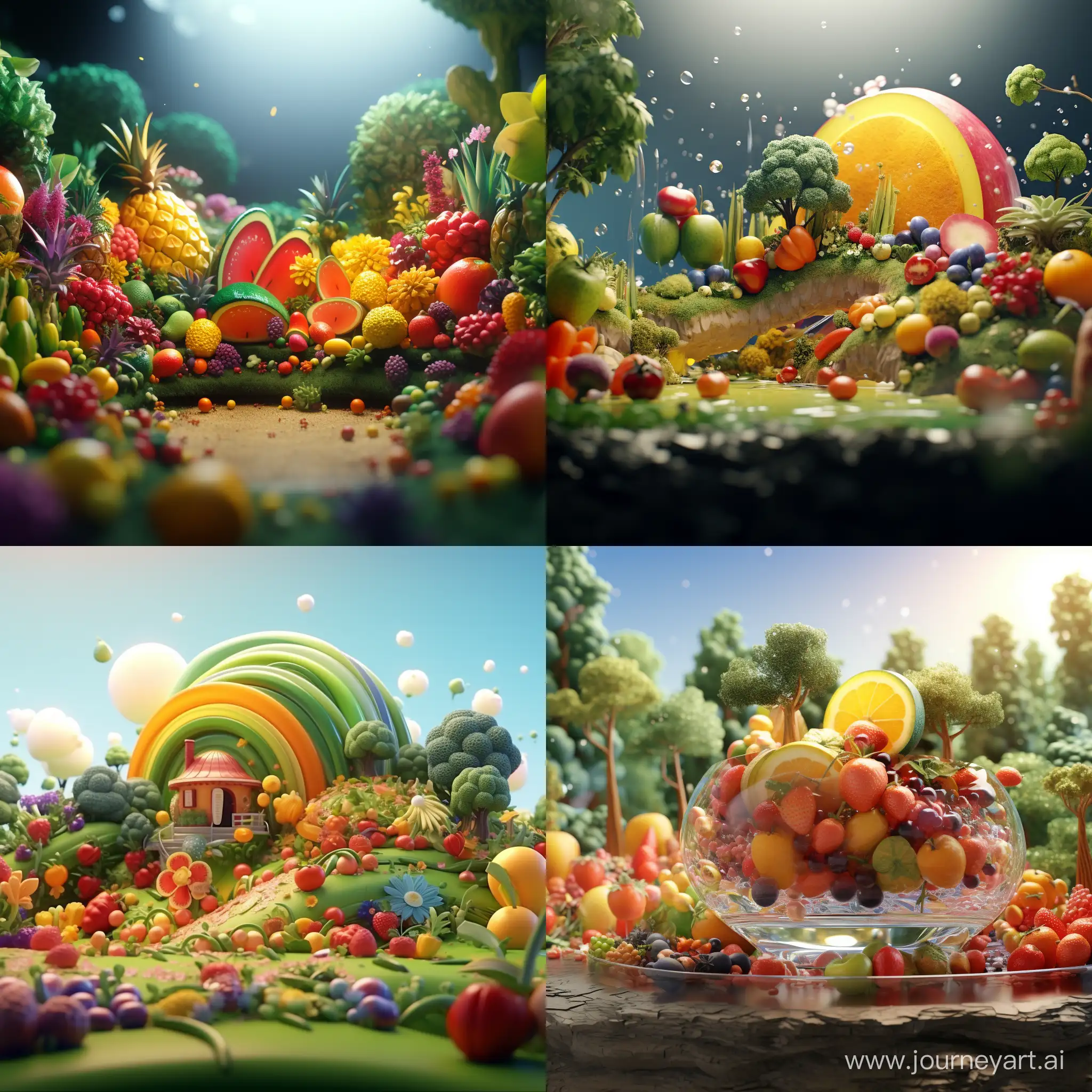An edible rainbow. 3D animation 