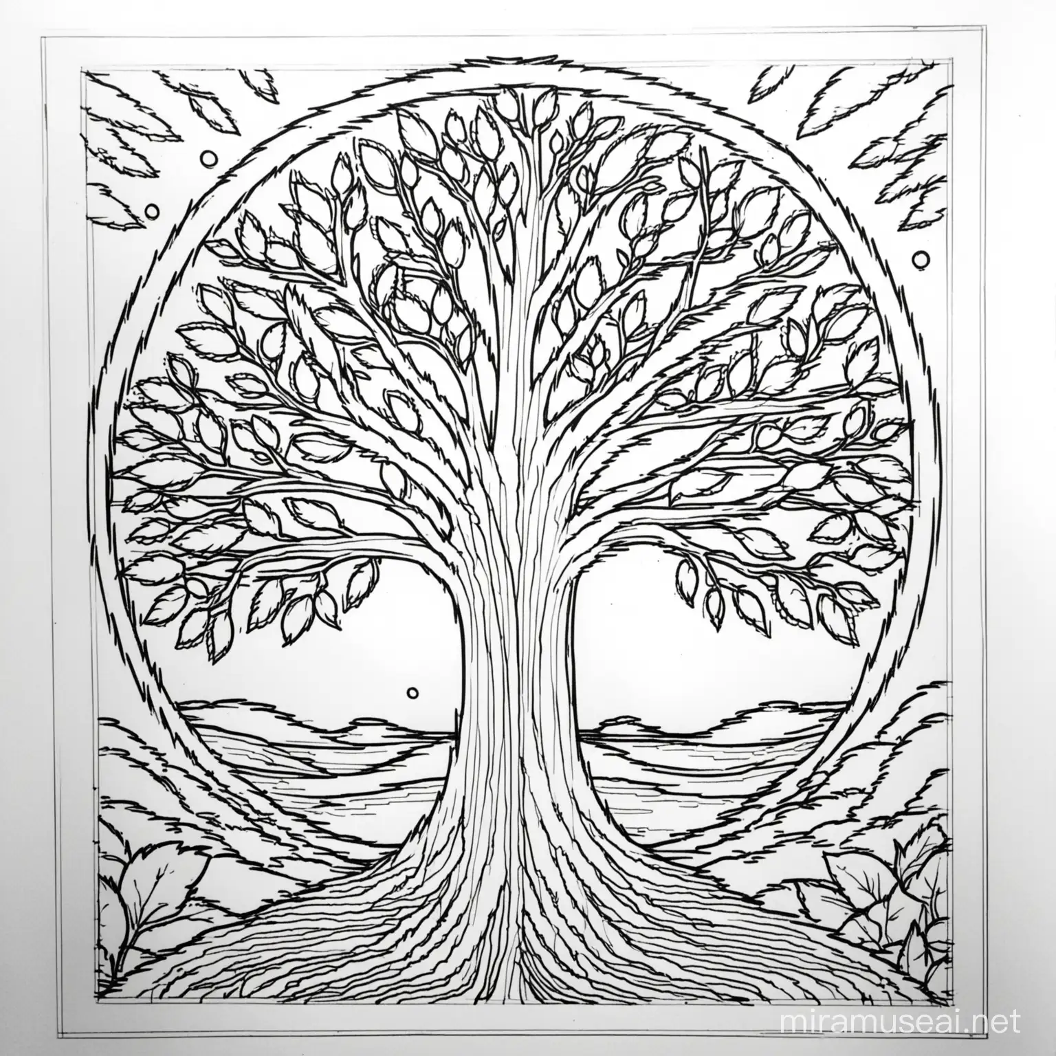 coloring page for 4th grade students. theme is "save water and tree and be kind to the mother earth"