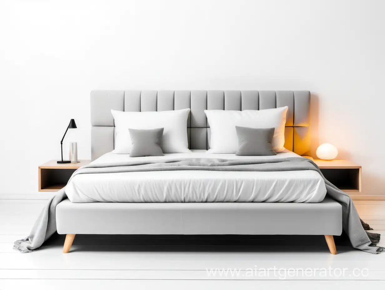 Modern-Light-Bed-with-Soft-Backrest-and-Neat-Pillows-White-Background-View