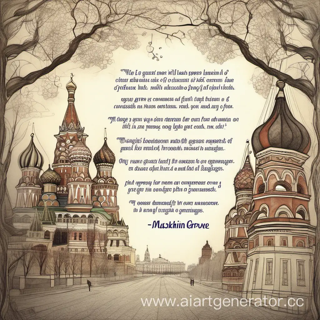 Russian-Language-Beauty-A4-Artwork-with-Pushkin-Grove-and-Inspirational-Quote